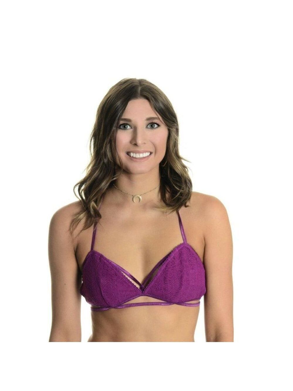 Free People Valentina Cross Back Bralette Purple M